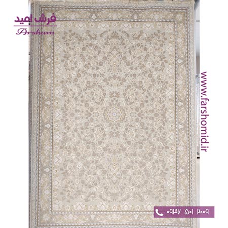 فرش ماشینی 1200 شانه 8 رنگ برجسته 11338 کرم آرشام