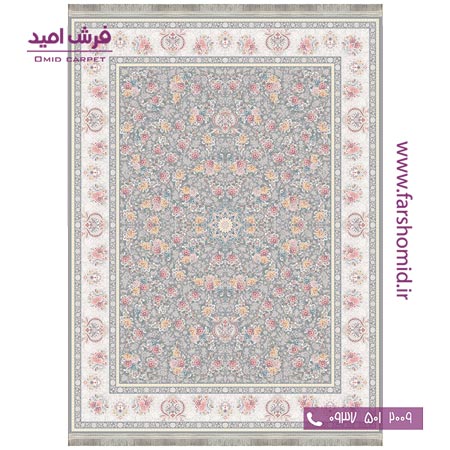 فرش ماشینی 1200 شانه 8 رنگ برجسته افشان 20302 طوسی آرشام