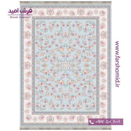 فرش ماشینی 1200 شانه 8 رنگ برجسته افشان 20303 آبی آرشام