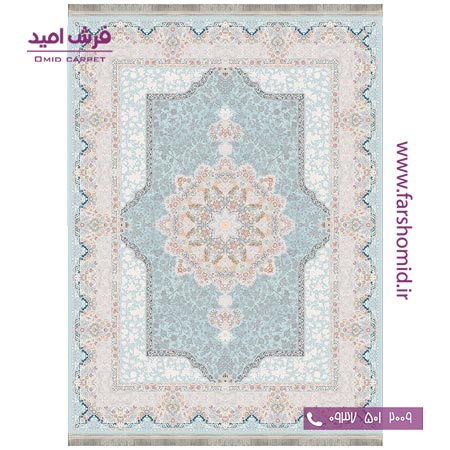 فرش ماشینی 1200 شانه 8 رنگ برجسته 20403 آبی آرشام