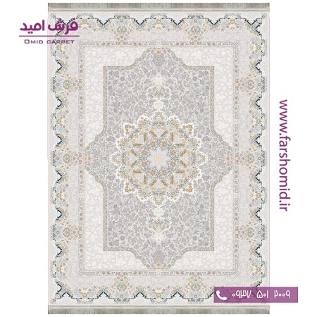 فرش ماشینی 1200 شانه 8 رنگ برجسته  20401 نقره ای آرشام