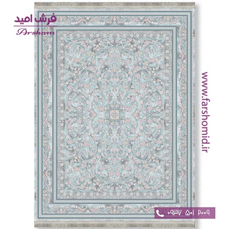 فرش ماشینی 1200 شانه 8 رنگ برجسته 20803 آبی آرشام