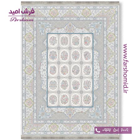 فرش ماشینی 1200 شانه 8 رنگ برجسته 21005 کرم آرشام