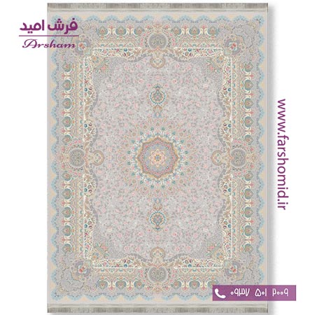 فرش ماشینی 1200 شانه 8 رنگ برجسته 21701 سیلور آرشام