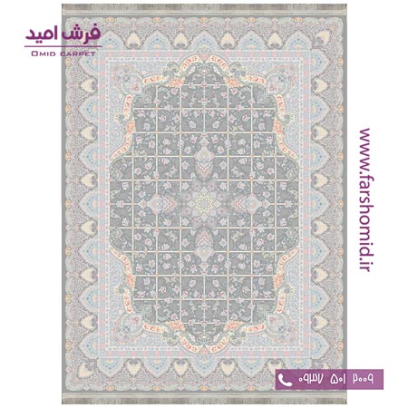 فرش ماشینی 1200 شانه 8 رنگ برجسته 21602 طوسی آرشام