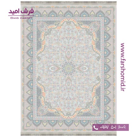 فرش ماشینی 1200 شانه 8 رنگ برجسته 21601 سیلور آرشام
