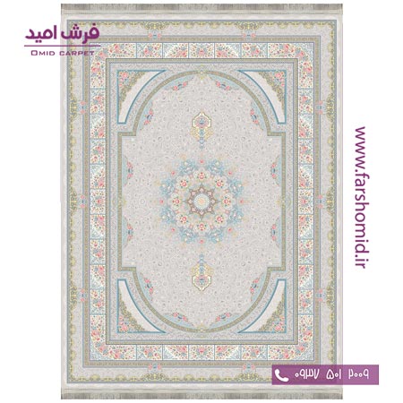 فرش ماشینی 1200 شانه 8 رنگ برجسته 21801 سیلور آرشام