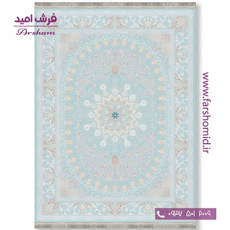 فرش ماشینی 1200 شانه 8 رنگ برجسته 23303 آبی آرشام