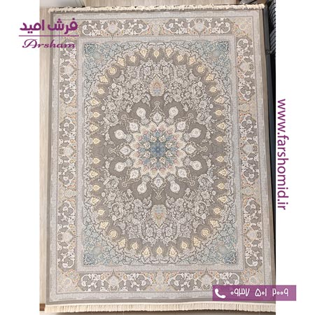 فرش ماشینی 1200 شانه 8 رنگ برجسته 23302 طوسی آرشام