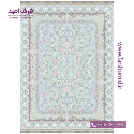 فرش ماشینی 1200 شانه 8 رنگ برجسته 23403 آبی آرشام