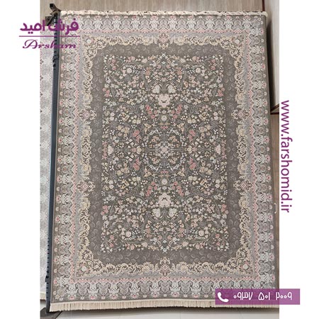 فرش ماشینی 1200 شانه 8 رنگ برجسته 23402 طوسی آرشام