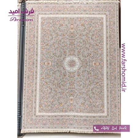 فرش ماشینی 1200 شانه 8 رنگ برجسته 23501 طوسی آرشام