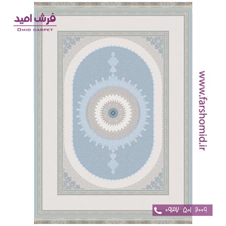 فرش ماشینی 1200 شانه 8 رنگ برجسته 23803 آبی آرشام