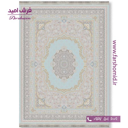 فرش ماشینی 1200 شانه 8 رنگ برجسته 24503 آبی آرشام