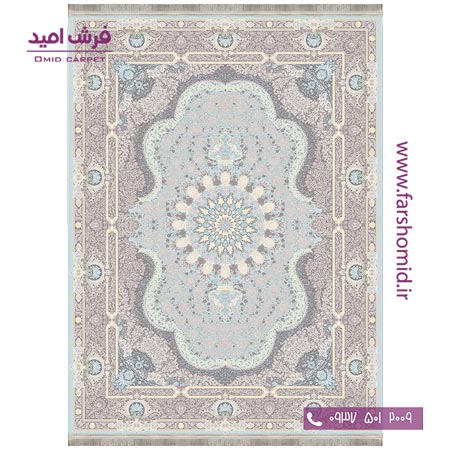 فرش ماشینی 1200 شانه 8 رنگ برجسته 24603 آبی آرشام