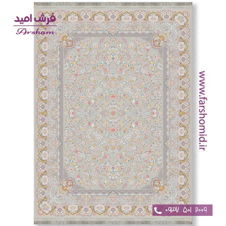 فرش ماشینی 1200 شانه 8 رنگ برجسته 25601 طوسی آرشام
