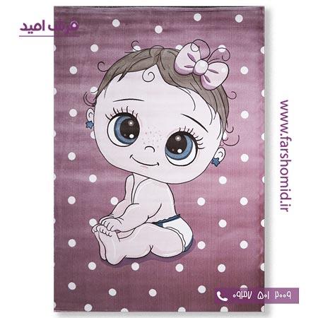 فرش ماشینی نوزاد دختر صورتی طرح 5031 کودک فرش آنا