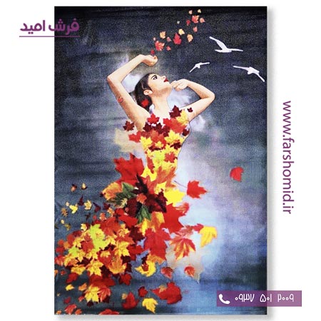 فرش ماشینی نوجوانی دختر پاییزی طرح 1174 کودک فرش آنا