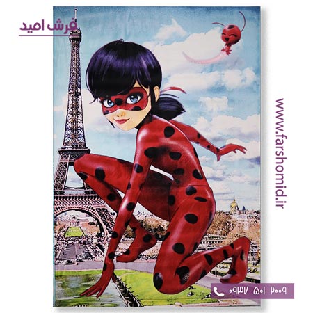 فرش ماشینی طرح دختر کفشدوزکی 1170 کودک فرش آنا