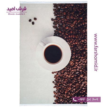 فرش آشپزخانه 700 شانه طرح فنجان قهوه 100468 کلاریس محتشم