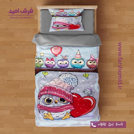 سرویس لحاف روتختی 6 تکه یک نفره اولدوز طرح جغد مهربان کد 101205