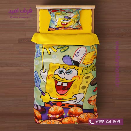 سرویس لحاف روتختی 6 تکه یک نفره اولدوز باب اسفنجی کد 101220