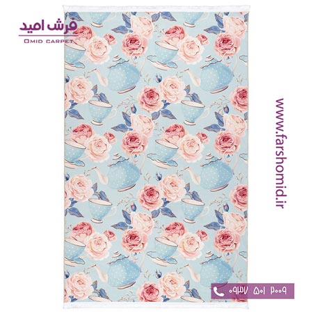 فرش 700 شانه طرح گل رز صورتی 100435 کلاریس محتشم