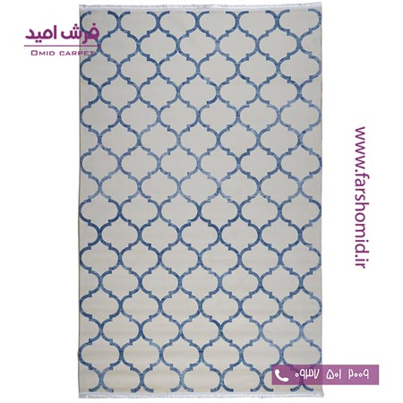 فرش 700 شانه طرح مراکشی کرم و آبی 100450 کلاریس محتشم