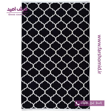 فرش 700 شانه طرح مراکشی مشکی و سفید 100450 کلاریس محتشم