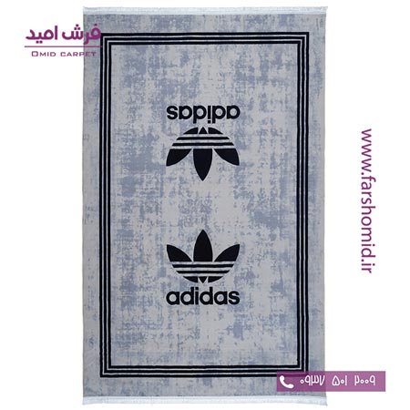 فرش 700 شانه طرح آدیداس کرم و طوسی 100460 کلاریس محتشم