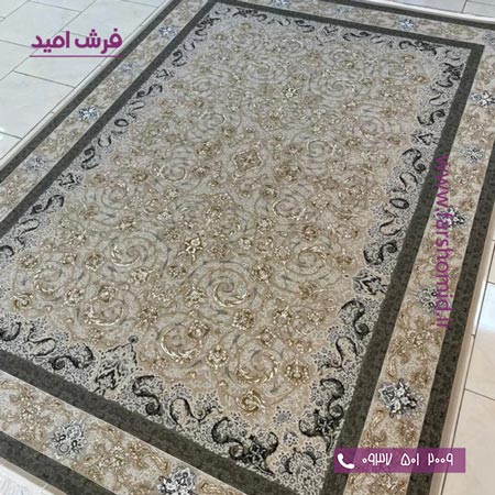 فرش ماشینی 1200 شانه گلبرجسته خاتون نسکافه ای ( نسکافه طلایی ) کلکسیون دیار فرش ملل