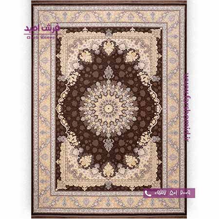 فرش ماشینی 1200 شانه 8 رنگ کلکسیون تورنتو کد 12604 قهوه ای فرش بزرگمهر