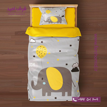 سرویس لحاف روتختی 6 تکه یک نفره اولدوز طرح فیل کد 101259 طوسی