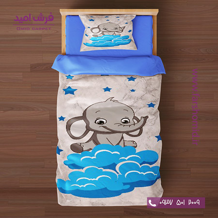 سرویس لحاف روتختی 6 تکه یک نفره اولدوز طرح فیل کد 4049 طوسی