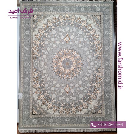 فرش ماشینی 700 شانه 10 رنگ اصل هلنا الماسی طوسی قالی کشمیر
