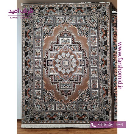 فرش ماشینی 700 شانه 10 رنگ اصل حوض نقره خشتی شکلاتی قالی کشمیر