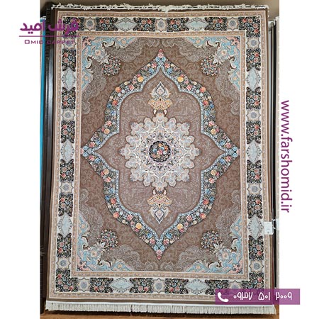 فرش ماشینی 700 شانه 10 رنگ اصل جام شکلاتی قالی کشمیر