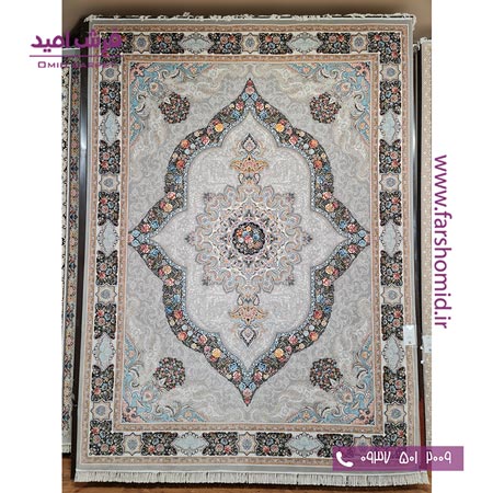 فرش ماشینی 700 شانه 10 رنگ اصل جام الماسی طوسی قالی کشمیر