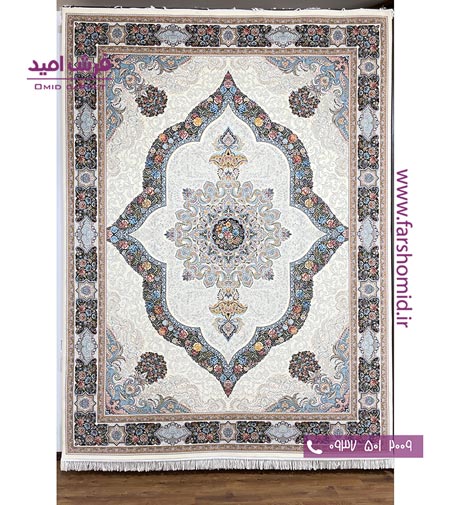 فرش ماشینی 700 شانه 10 رنگ اصل جام کرم قالی کشمیر