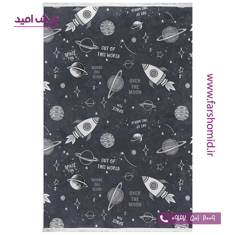 فرش 700 شانه طرح فضایی خاکستری 101255 کلاریس محتشم