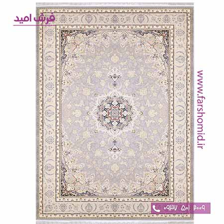 فرش ماشینی 700 شانه کلکسیون آوازه افشان اصفهون نقره ای فرش سورنا