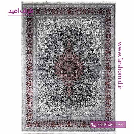 فرش ماشینی 700 شانه کلکسیون آوازه اصفهون وینتیج نقره ای حاشیه روناسی فرش سورنا