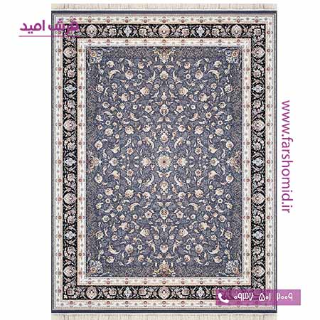 فرش ماشینی 700 شانه 8 رنگ افشان اکازیون متالیک حاشیه مشکی فرش سورنا