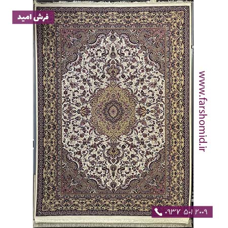 فرش ماشینی 1250 شانه 8 رنگ ماهان کرم فرش جردن