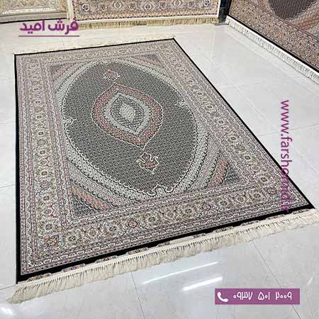 فرش ماشینی 700 شانه ماهی تبریز سرمه ای فرش سورنا