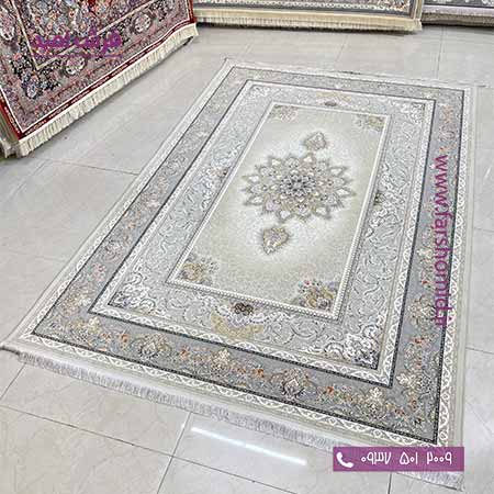 فرش ماشینی 1000 شانه سلین صدفی ( کرم طلایی ) فرش سورنا
