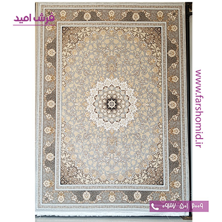 فرش ماشینی 700 شانه مایسا نقره ای ابریشم رخ