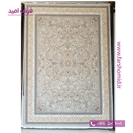 فرش ماشینی 700 شانه افشان ناهید نقره ای ابریشم رخ