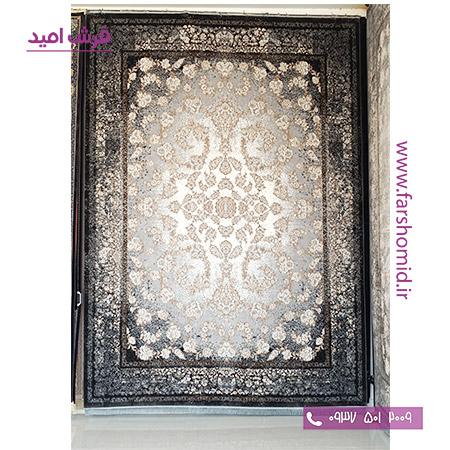 فرش ماشینی 700 شانه وینتیج نقره ای ابریشم رخ