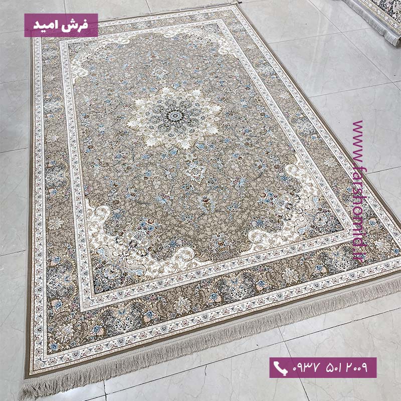 فرش ماشینی 1200 شانه گلبرجسته ماهور سیلور خاطره کویر کاشان